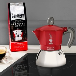 Italian Coffee Pot Bialetti Moka Induction Black Red Aluminium 150 ml (1 Unit)