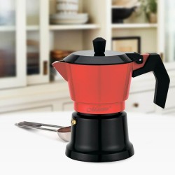 Italian Coffee Pot Feel Maestro MR-1657-6 Black Red Aluminium 300 ml 6 Cups