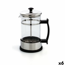 Cafetière with Plunger Quid Serenia Transparent Glass Stainless steel 600 ml (6 Units)