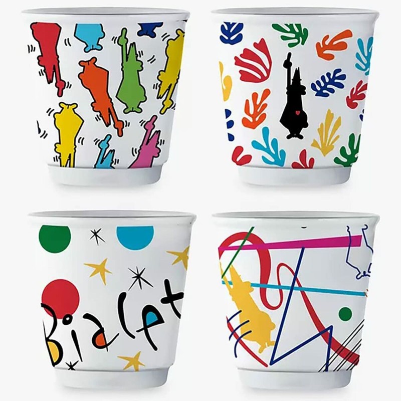 Juego de Tazas de Café Bialetti Arte Blanco Porcelana 60 ml 4 Piezas