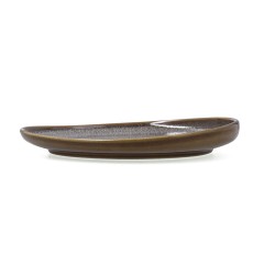 Flat Plate Ariane Jaguar Freckles Brown Ceramic Oval 25 cm (8 Units)