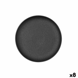 Flat Plate Bidasoa Fosil Black Ceramic 21,3 x 21,2 x 2,2 cm (8 Units)