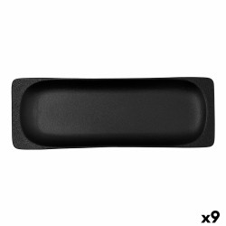 Bandeja de Aperitivos Bidasoa Fosil Negro Cerámica Alúmina 36 x 12,7 x 2,9 cm (9 Unidades)