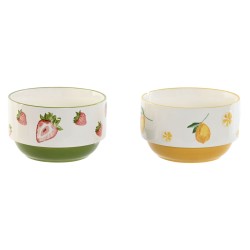 Bowl Home ESPRIT Yellow Red Green Porcelain Modern 600 ml 15,3 X 15,3 X 9 cm (2 Units)