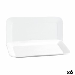 Fuente de Cocina Quid Basic Rectangular Cerámica Blanco (6 Unidades) (31 x 18 cm)