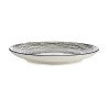 Plato Llano Rayas Porcelana Negro Blanco 24 x 2,8 x 24 cm