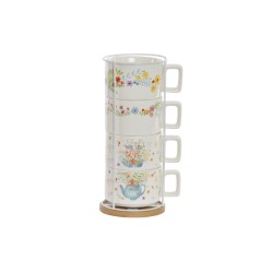 Juego de Tazas de Café DKD Home Decor Multicolor Metal Bambú Dolomita 260 ml