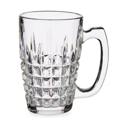 Taza Mug Cuadrados Transparente Vidrio 340 ml