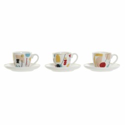 Ensemble de tasses à café DKD Home Decor Abstrait 80 ml Blanc Multicouleur