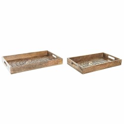 Set of trays DKD Home Decor 2 Units Brown Dark brown Mango wood (2 Units)