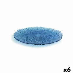 Flat plate Quid Mar de Viento Blue Glass (Ø 28 cm) (Pack 6x)