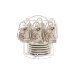 Juego de Tazas de Café DKD Home Decor Verde Beige Metal Dolomita 180 ml