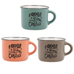 Set of Mugs Quid Frappe Deco Ceramic 80 ml Multicolour