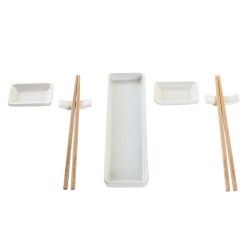 Set de sushi DKD Home Decor 24 x 7 x 2 cm Naturel Blanc Grès Oriental