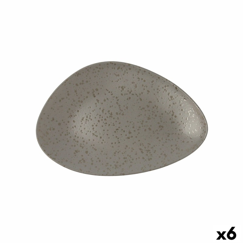 Plato Llano Ariane Oxide Triangular Cerámica Gris (Ø 29 cm) (6 Unidades)