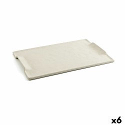 Bandeja de Aperitivos Quid Mineral Gres Beige Cerámica 30 x 18 cm (6 Unidades)