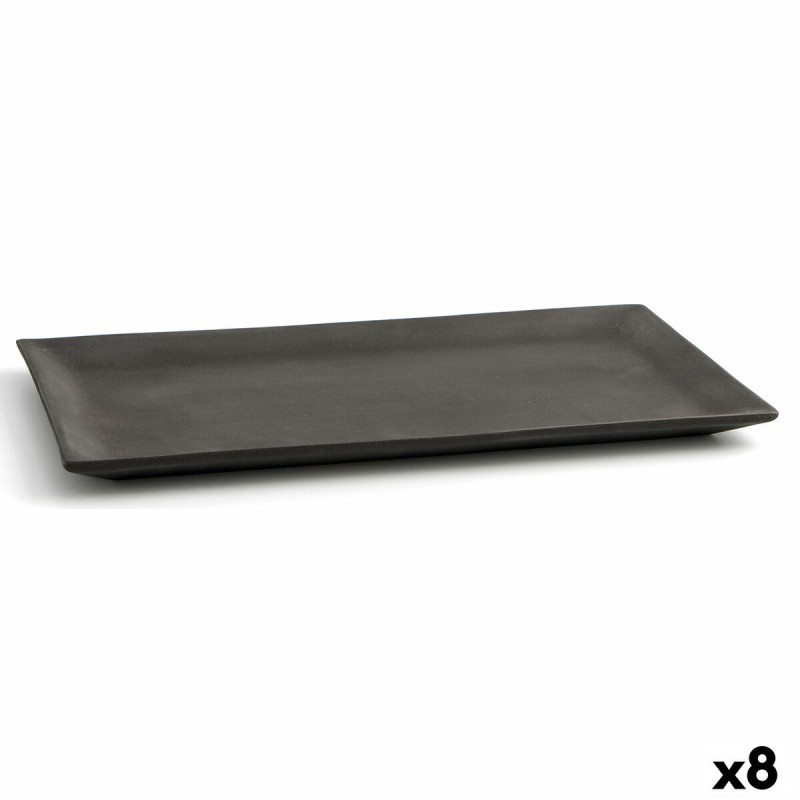 Bandeja de Aperitivos Quid Mineral Gres Negro Cerámica 15 x 30 cm (8 Unidades)