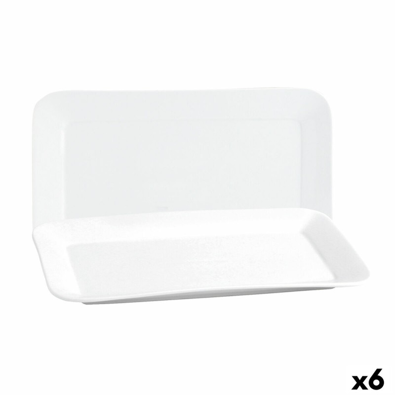 Fuente de Cocina Quid Basic Rectangular Cerámica Blanco (35,8 x 21 cm) (6 Unidades)