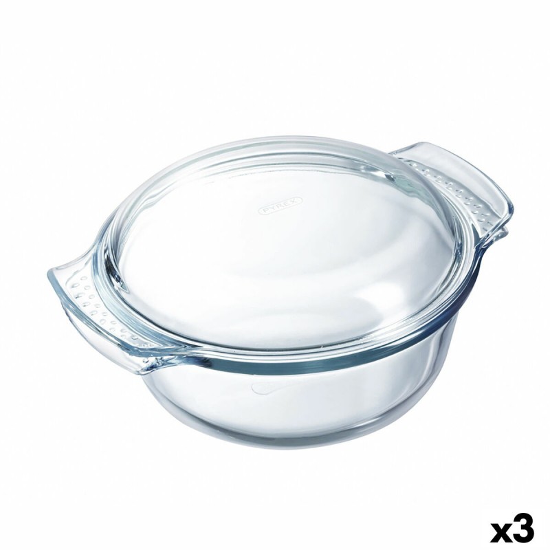 Fuente para Horno Pyrex Classic Vidrio Transparente Vidrio 33 x 26 x 12 cm Con Tapa (3 Unidades)