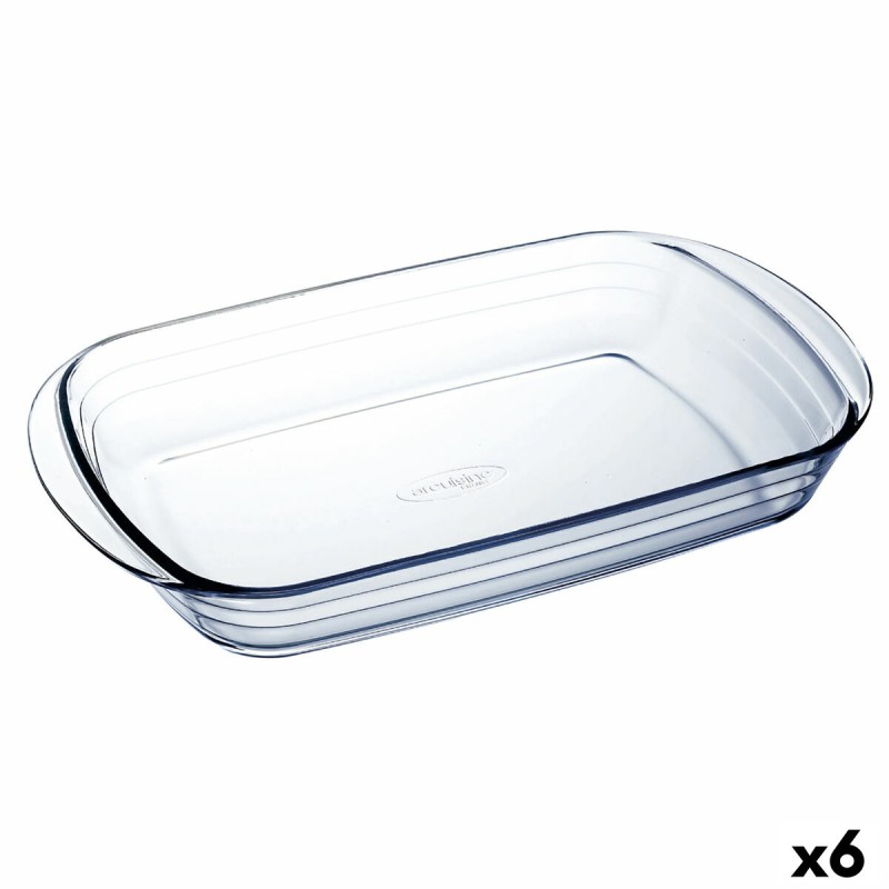 Fuente para Horno Ô Cuisine Ocuisine Vidrio Transparente Vidrio Rectangular 35 x 22 x 6 cm (6 Unidades)