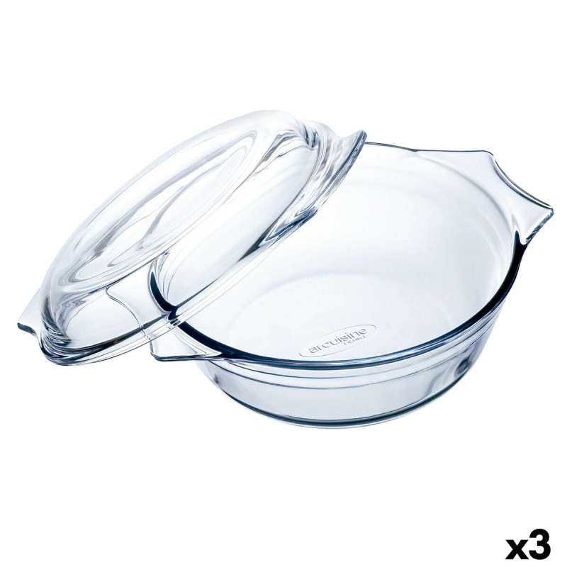 Fuente para Horno Ô Cuisine Ocuisine Vidrio Transparente Vidrio 27 x 24 x 11 cm Con Tapa (3 Unidades)