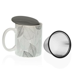 Taza con Filtro para Infusiones Versa Gardee Hojas Porcelana Gres