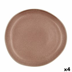 Plato Llano Bidasoa Gio Irregular Cerámica Marrón 26,5 cm (4 Unidades)