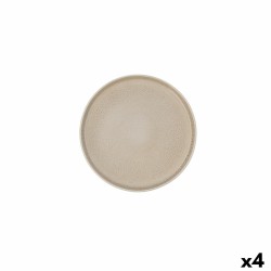 Plato Llano Ariane Porous Cerámica Beige Ø 21 cm (4 Unidades)