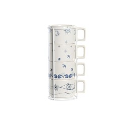 Juego de Tazas de Café DKD Home Decor Azul Blanco Metal Dolomita 260 ml 4 Piezas