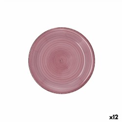 Plato de Postre Quid Vita Peoni Rosa Cerámica 19 cm (12 Unidades)