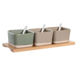 Appetizer Set DKD Home Decor 29 x 11,5 x 1,5 cm Porcelain Multicolour Bamboo Scandinavian