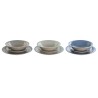 Tableware DKD Home Decor Blue Sky blue Stoneware 26,5 x 26,5 x 3 cm 18 Pieces