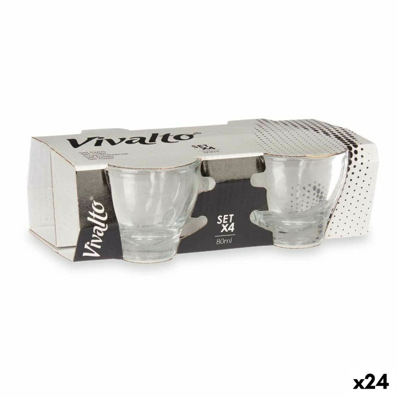 Piece Coffee Cup Set Transparent Glass 80 ml (24 Units)