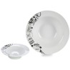 Pasta Dish White Black 23 x 6,5 x 23 cm Porcelain (16 Units)