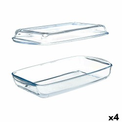 Plateau avec couvercle Borcam Transparent Verre Borosilicaté 1,9 L (4 Unités)