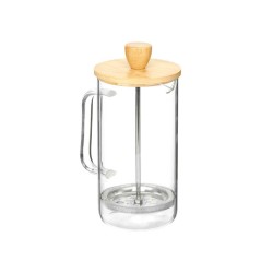 Tetera 600 ml Natural Bambú Vidrio de Borosilicato