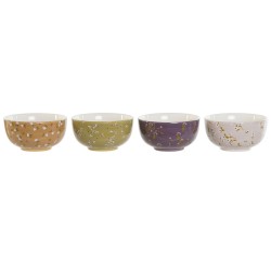 Bowl DKD Home Decor Green Pink Mustard Lilac Dolomite Shabby Chic 600 ml 14 x 14 x 7 cm (4 Units)