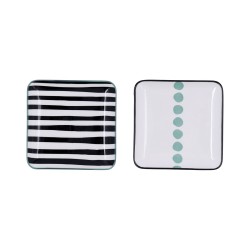 Snack tray Bidasoa Zigzag Multicolour Ceramic Squared 15 x 15 cm 2 Units