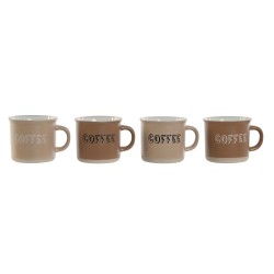 Piece Coffee Cup Set Home ESPRIT Brown Stoneware 180 ml 4 Pieces