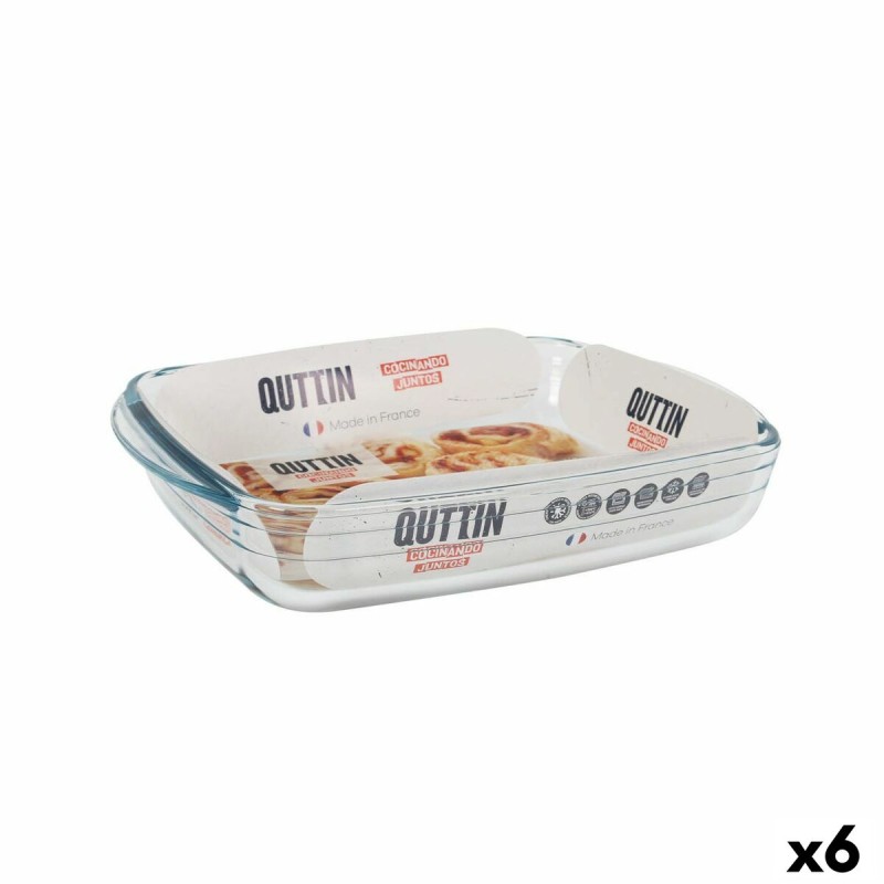 Fuente para Horno Quttin   Vidrio Rectangular 1,9 L 28 x 19,9 x 5 cm (6 Unidades)