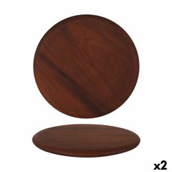 Serving board Viejo Valle Iroko Circular ø 32 x 1,8 cm (2 Units)