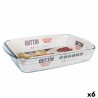 Fuente para Horno Quttin   Transparente Vidrio Rectangular 5 L 40,2 x 26,4 x 7 cm (6 Unidades)