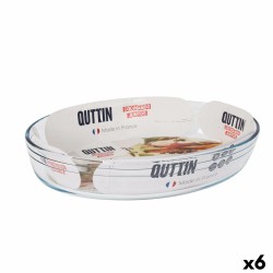 Fuente para Horno Quttin   Transparente Vidrio Ovalado 3,4 L 35,1 x 24,1 x 6,5 cm (6 Unidades)