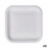 Plate set Algon Disposable White Cardboard Squared 23 cm (10 Units)