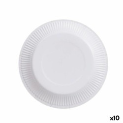 Plate set Algon Disposable White Cardboard 18 cm (10 Units)