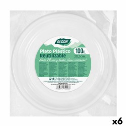 Lot d'assiettes réutilisables Algon Rond Blanc Plastique 20,5 x 3 cm (6 Unités)