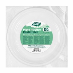 Set of reusable plates Algon Circular White Plastic 20,5 x 3 cm (6 Units)