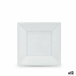 Set de platos reutilizables Algon Blanco Plástico 18 x 18 x 1,5 cm (24 Unidades)