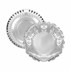 Snack tray Algon Silver Circular 23 x 23 x 1,5 cm (48 Units)