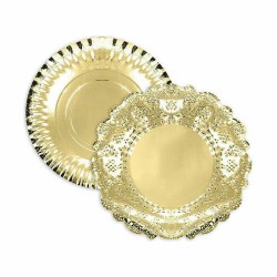 Snack tray Algon Golden Circular 23 x 23 x 1,5 cm (48 Units)